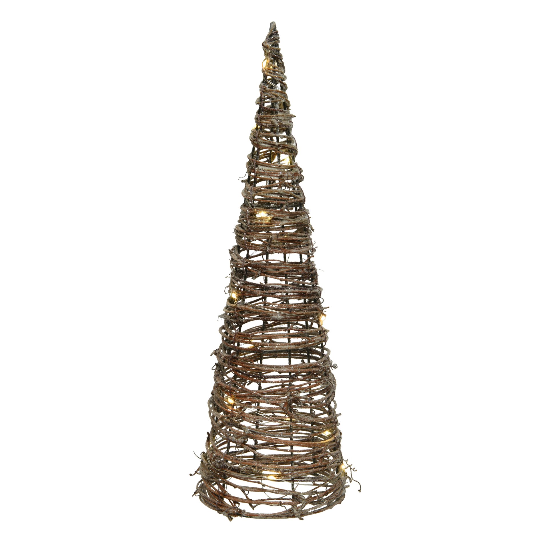 Pyramide lumineuse à piles 30 LED (H80 cm) Rattan Blanc chaud