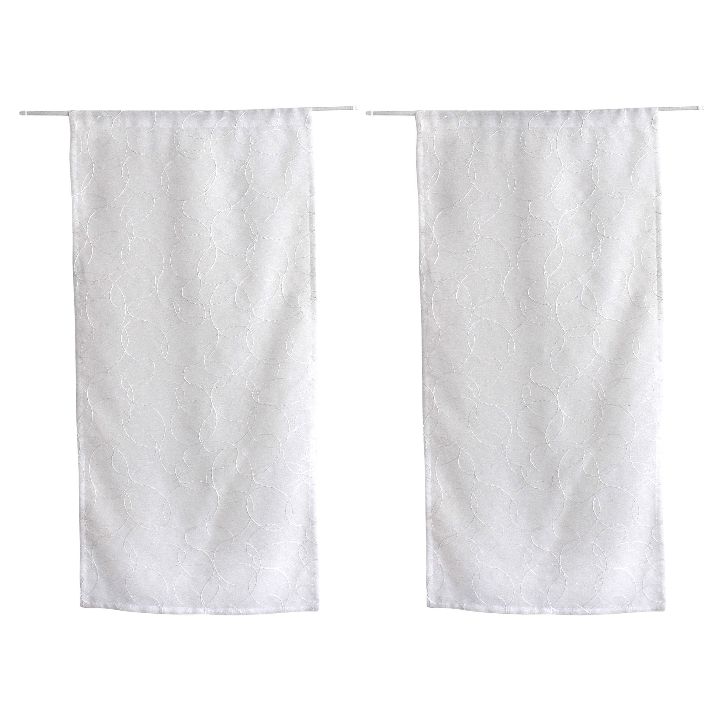 Paire de voilages brodés (60 x 120 cm) Galet Blanc 3
