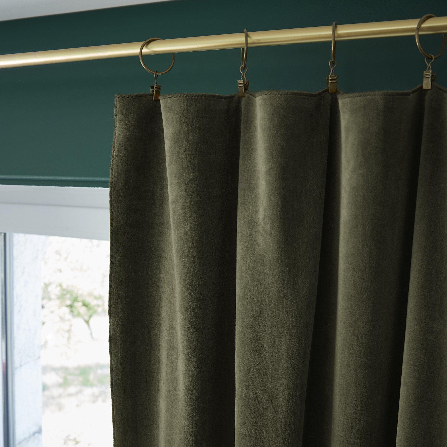 Rideau velours de coton ajustable (140 x max 270 cm) César Vert thym 3