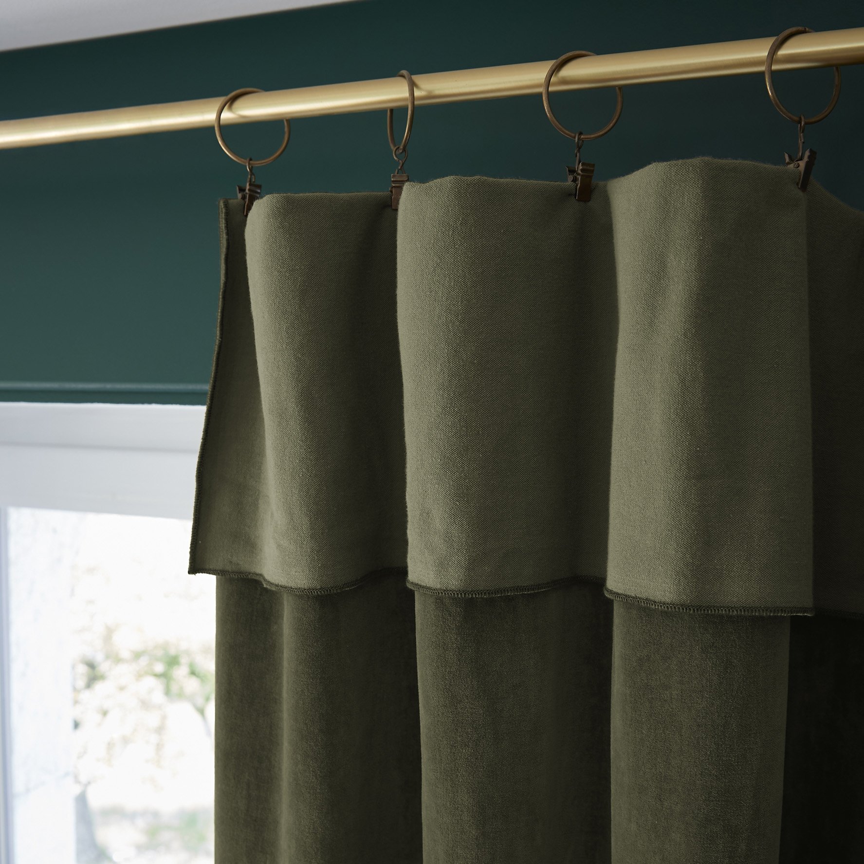 Rideau velours de coton ajustable (140 x max 270 cm) César Vert thym 4