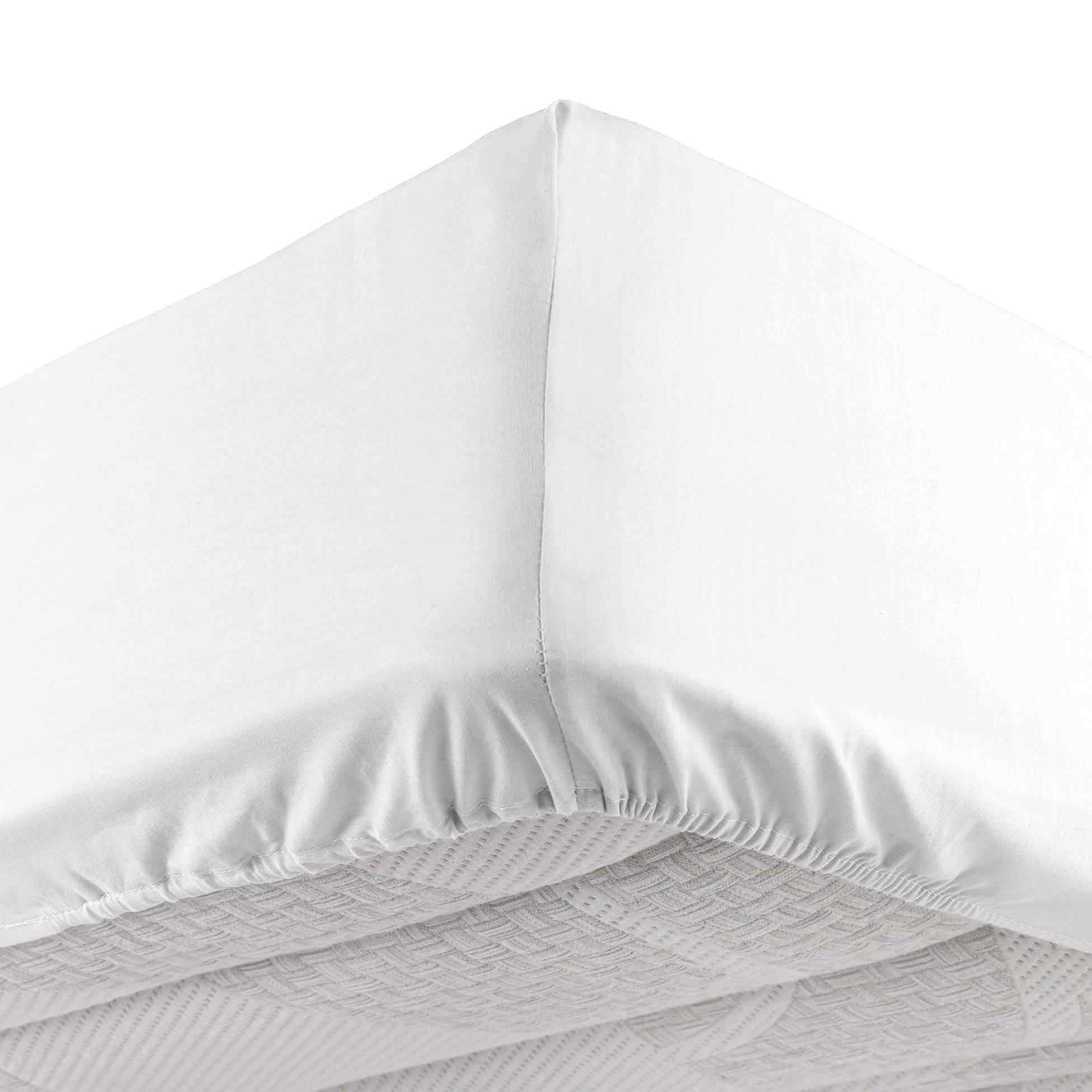 Drap housse coton lavé (160 cm) Linette Blanc 2