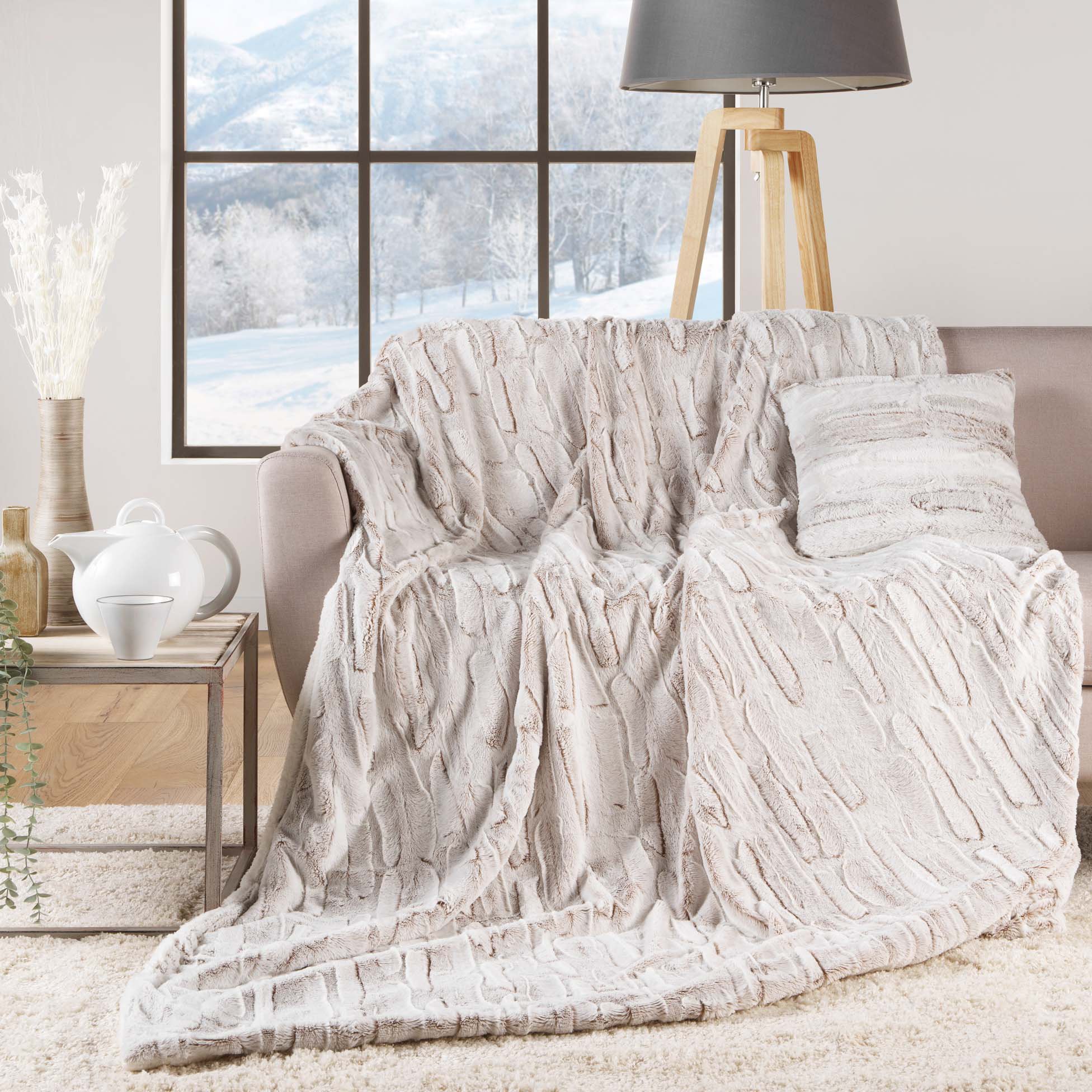 Plaid fausse fourrure (150 cm) Lynx Beige