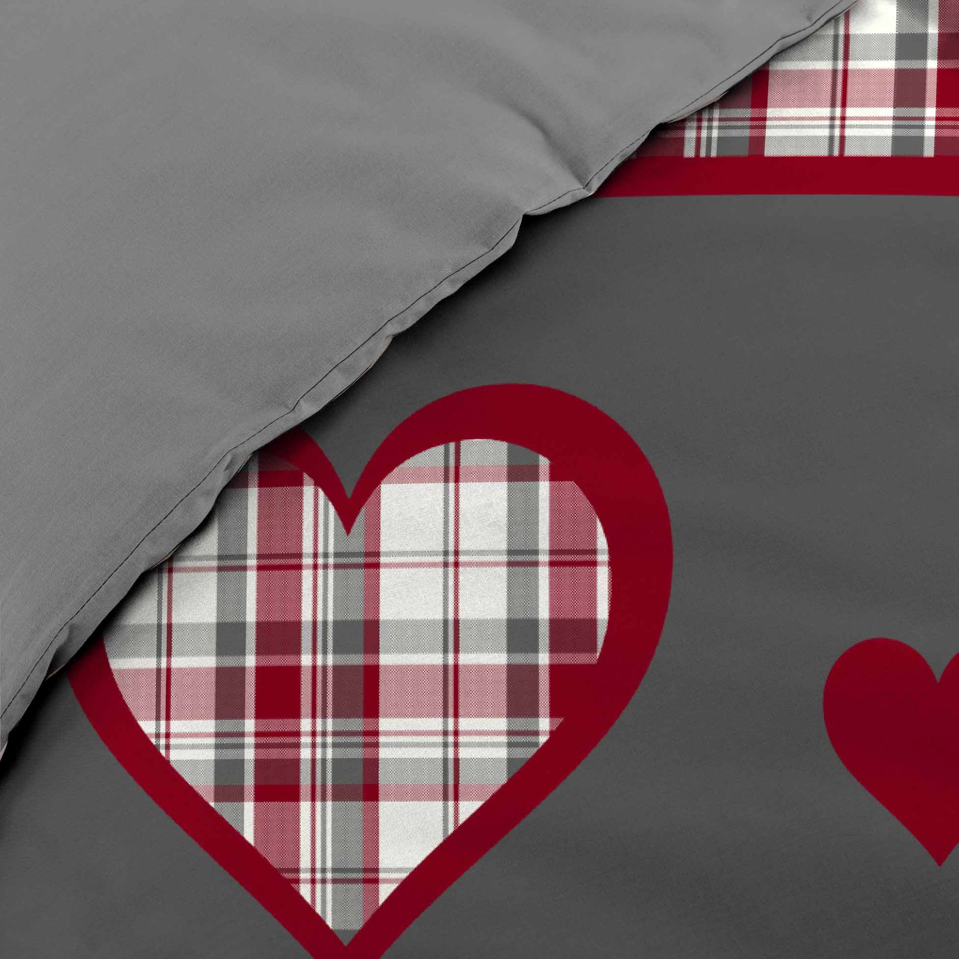 Housse de couette et deux taies coton (240 cm) Suzon Rouge 4