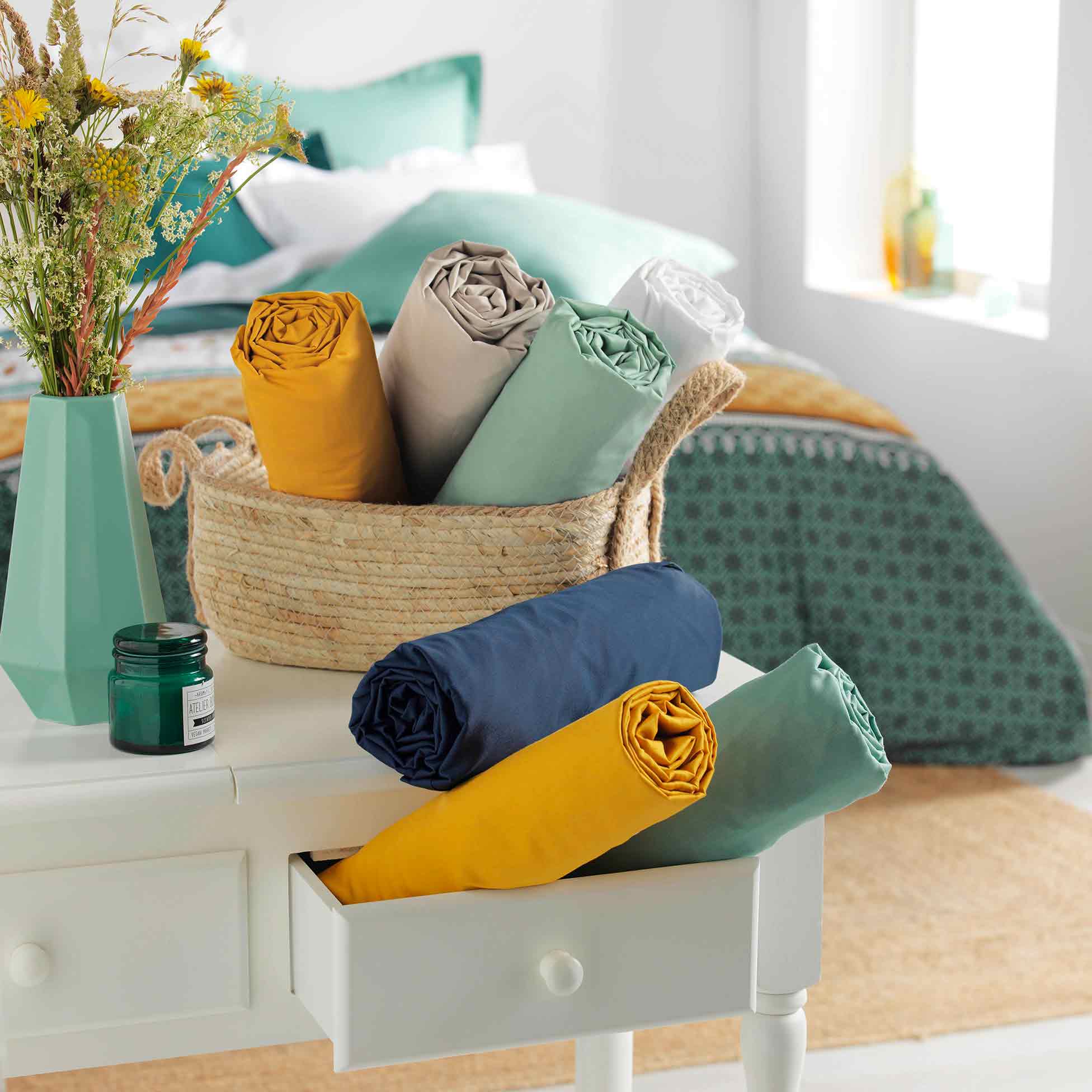 Drap housse coton bio (160 cm) Biolina Bleu nuit 7