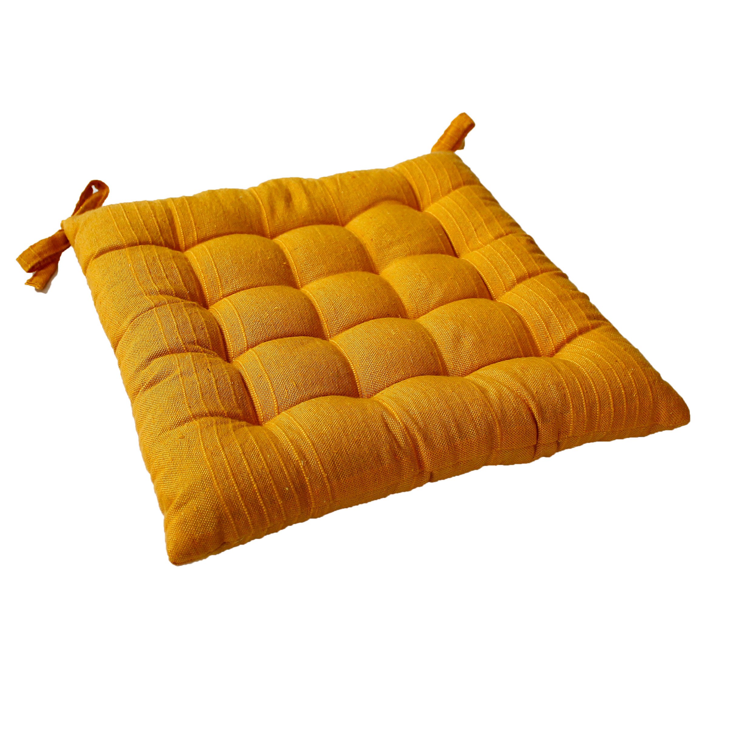 Coussin de chaise carré Bombay Jaune moutarde 3