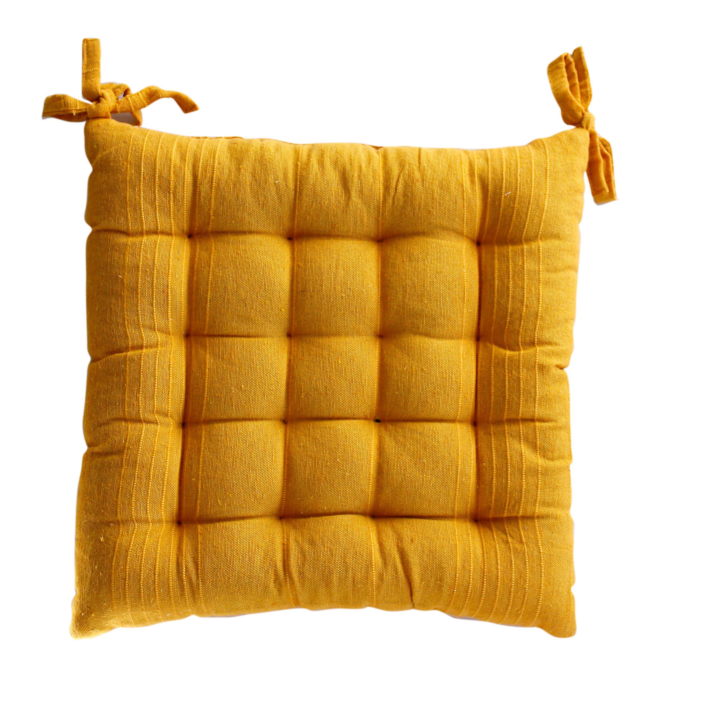 Coussin de chaise carré Bombay Jaune moutarde 4