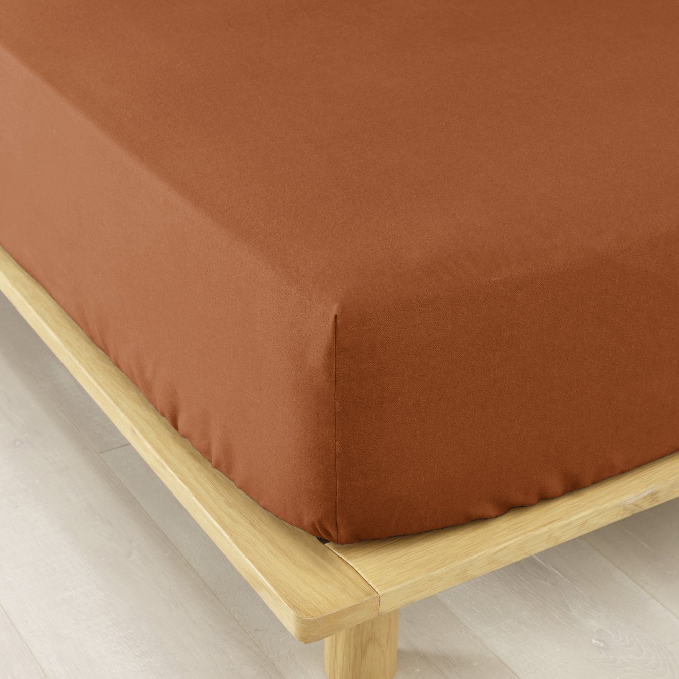 Drap housse flanelle de coton (140 cm) Théa Terracotta 1