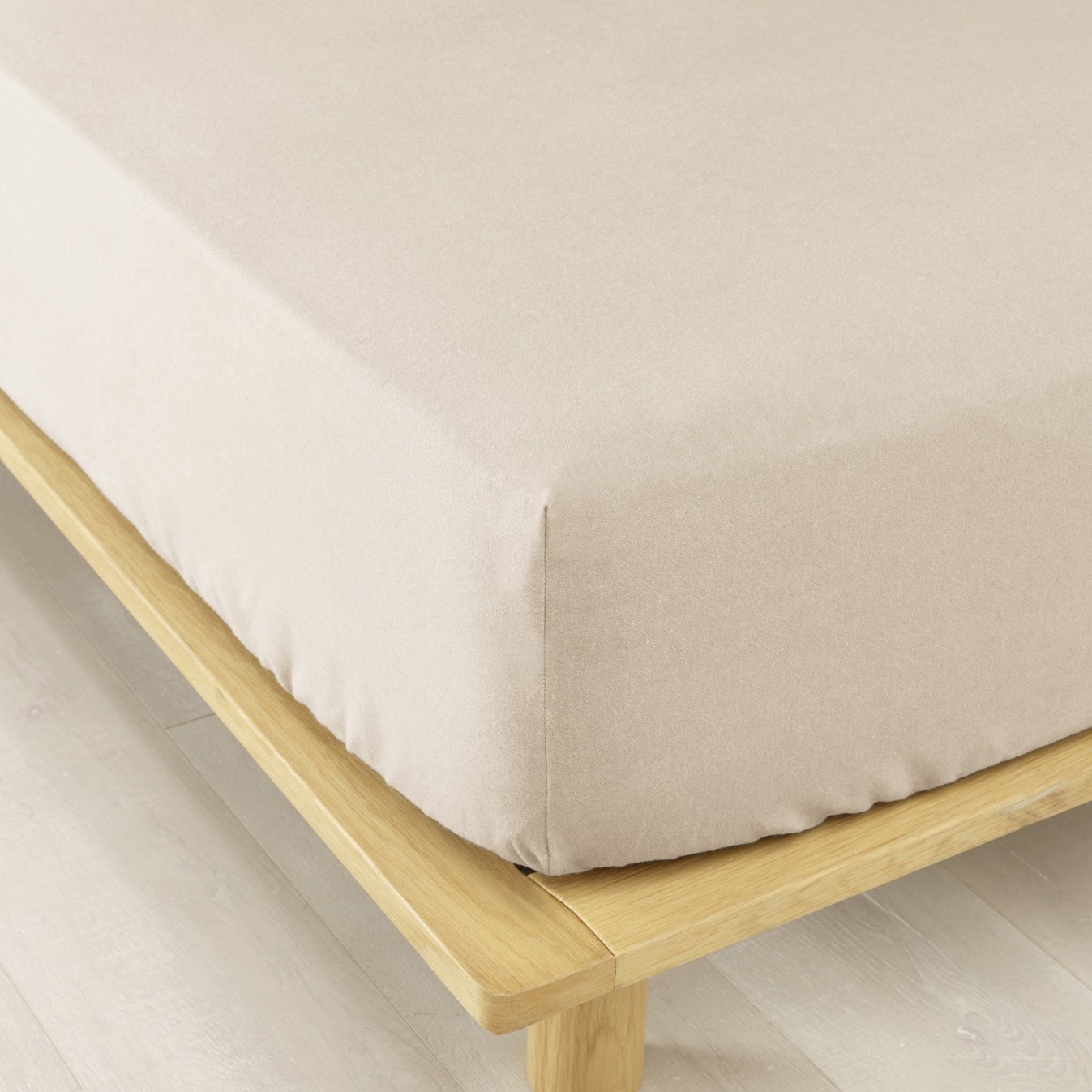 Drap housse flanelle de coton (90 cm) Théa Beige 1