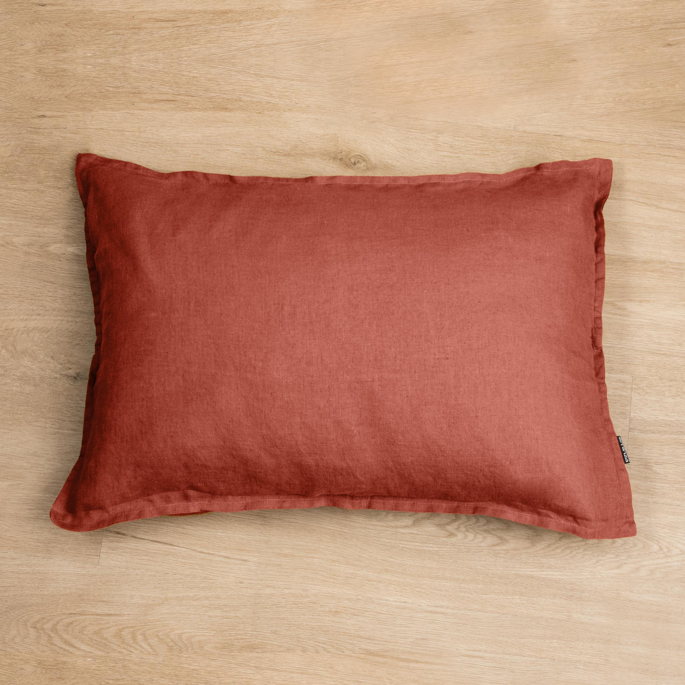 Taie d'oreiller rectangulaire lin lavé (70 cm) Louise Terracotta 1
