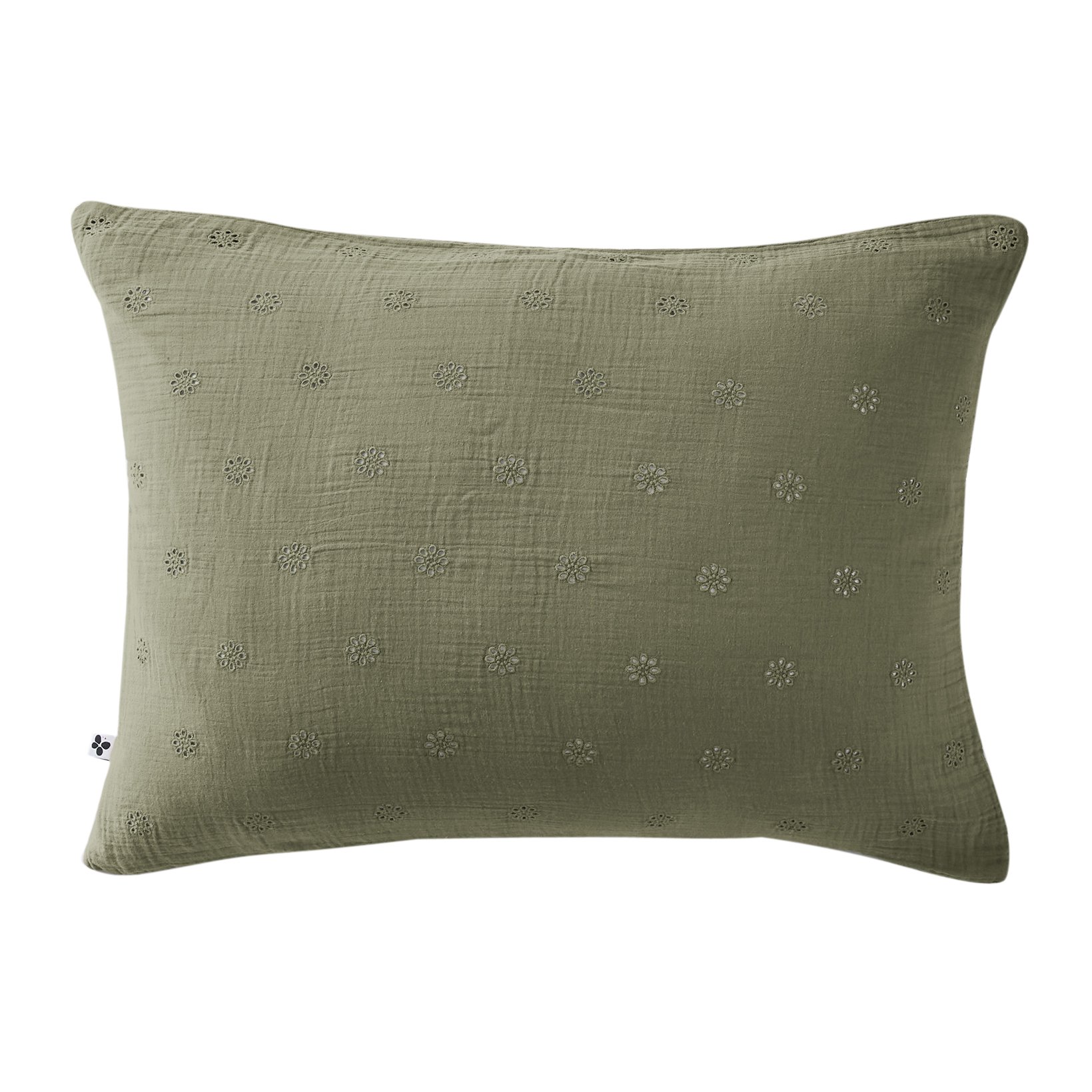 Taie d'oreiller rectangulaire gaze de coton (70 cm) Gaïa Boho Vert romarin 2