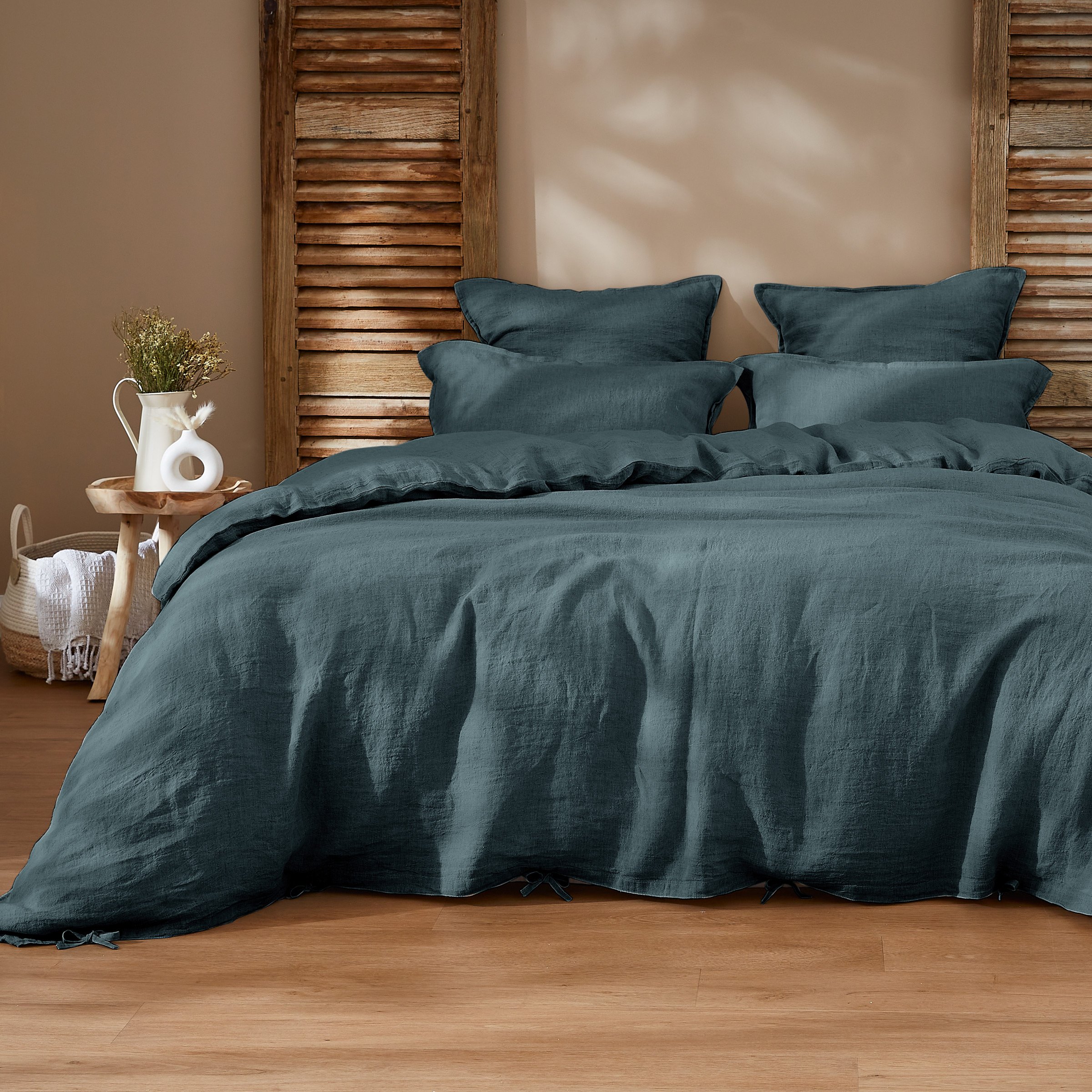 Taie d'oreiller rectangulaire lin lavé (70 cm) Louise Gris ardoise 5
