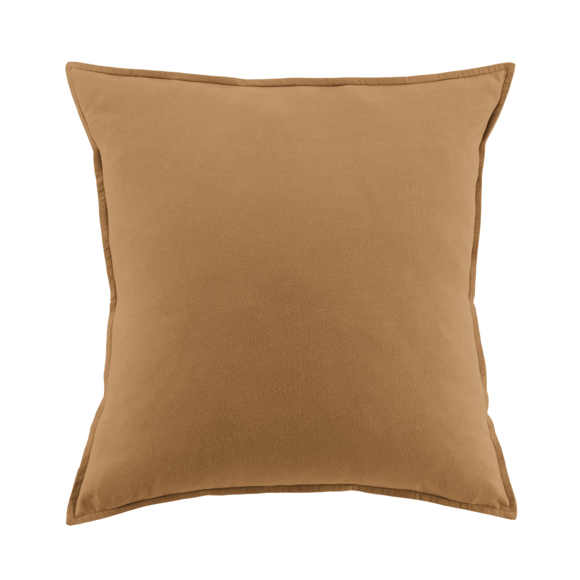 Taie d'oreiller carrée flanelle de coton (63 cm) Théa Camel 1