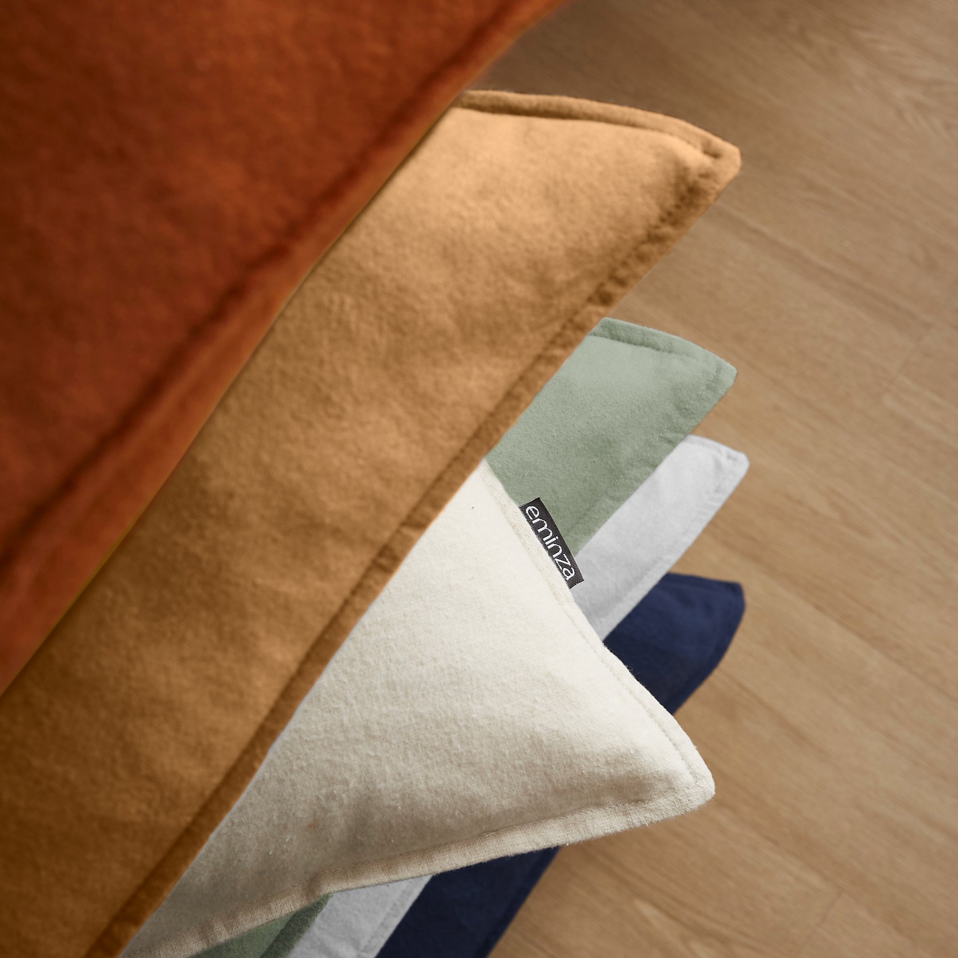 Taie d'oreiller carrée flanelle de coton (63 cm) Théa Camel 7