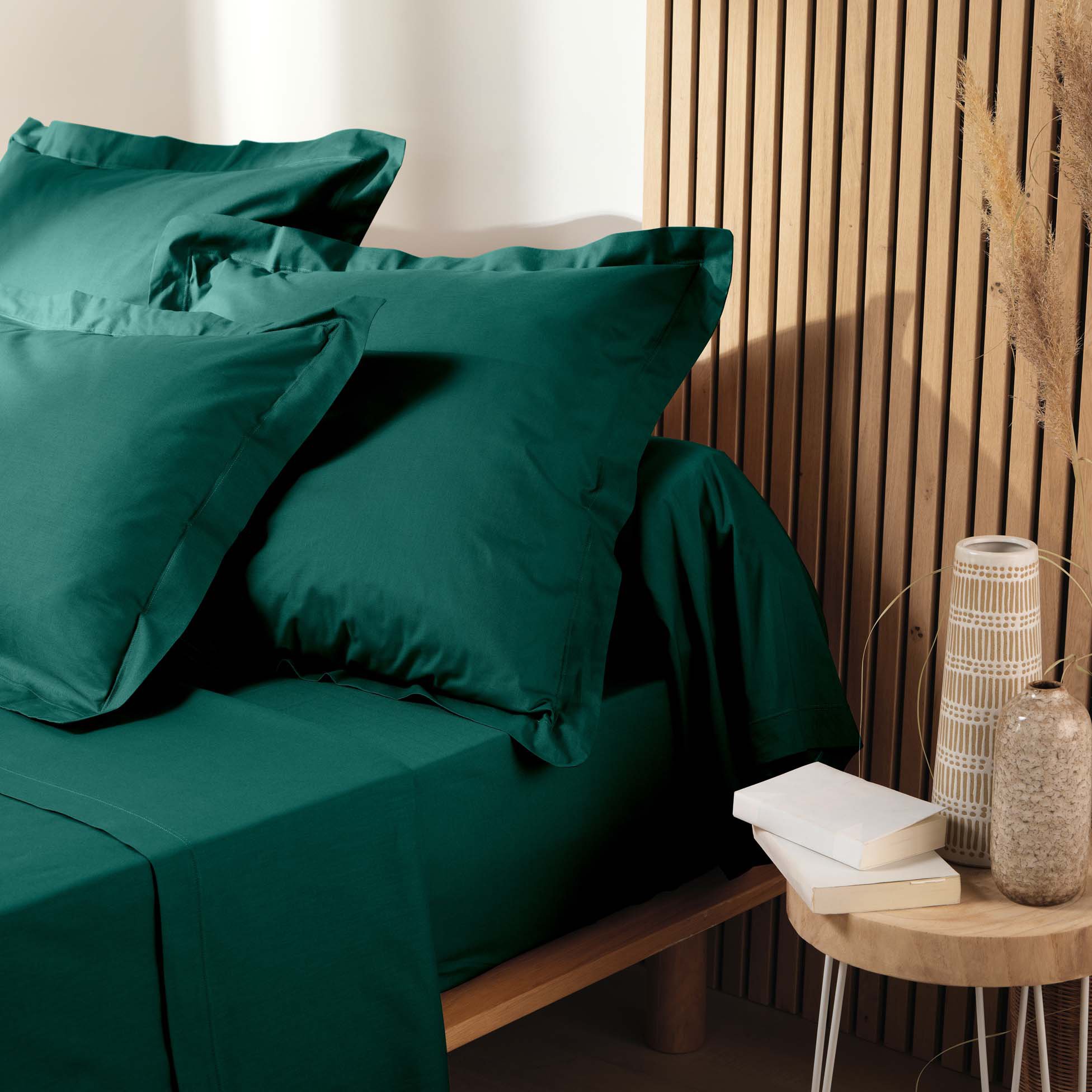 Drap housse coton bio (160 cm) Biolina Vert émeraude 3