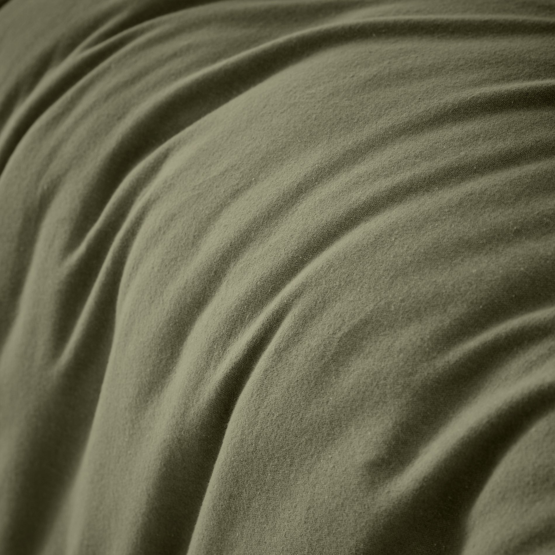 Housse de couette flanelle de coton (200 cm) Théa Vert romarin 2