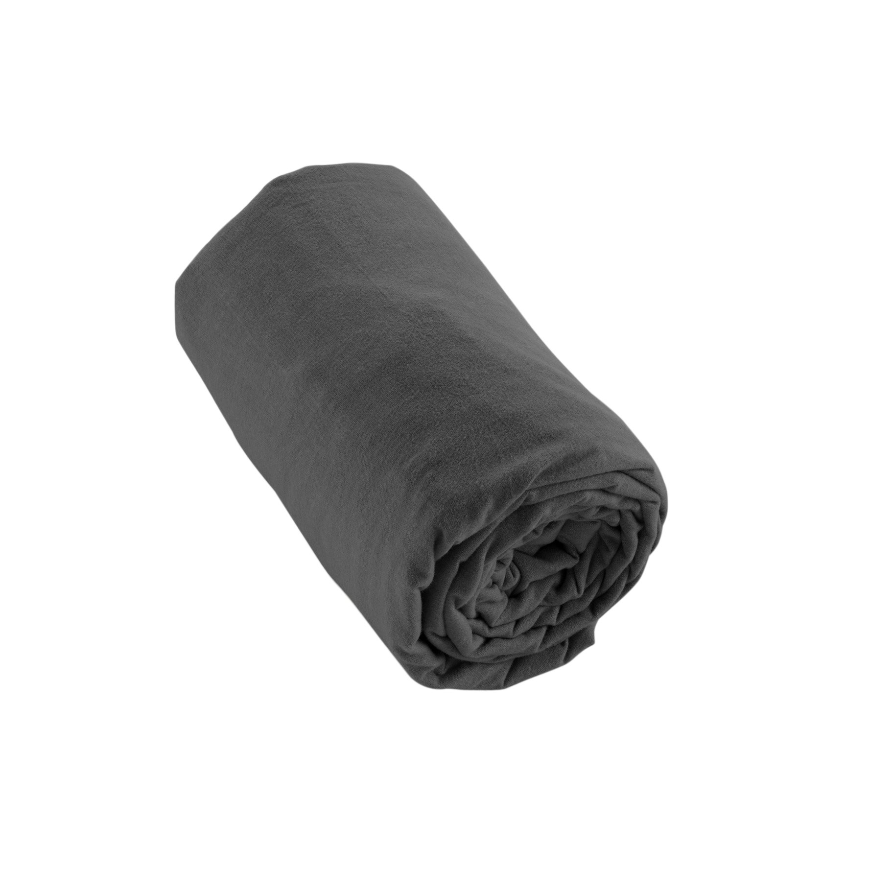 Drap housse flanelle de coton (180 cm) Théa Gris anthracite 2