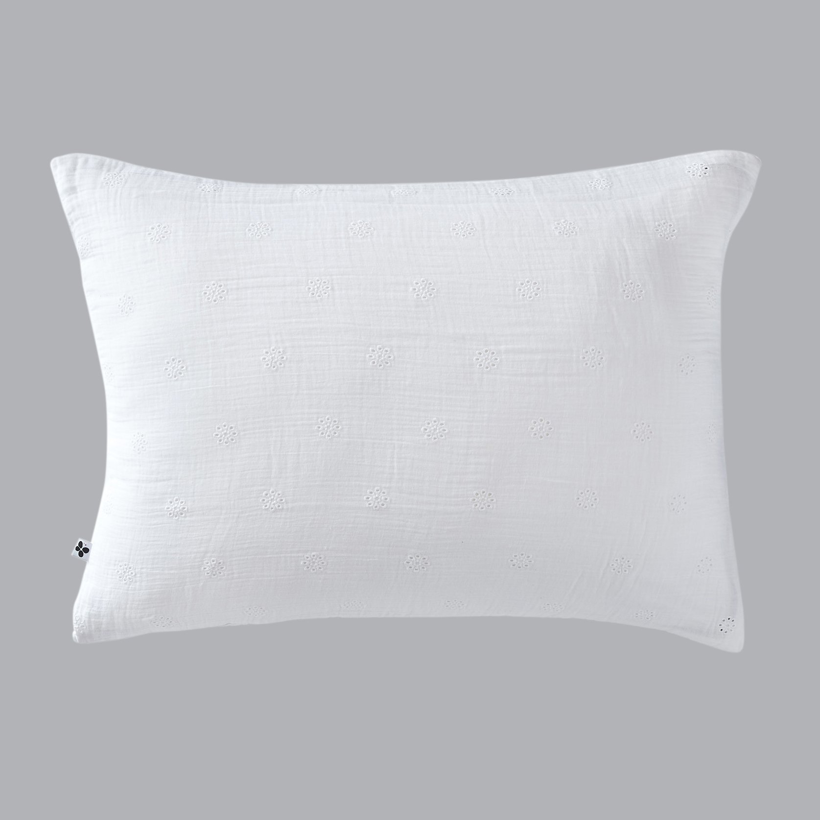 Taie d'oreiller rectangulaire gaze de coton (70 cm) Gaïa Boho Blanc chantilly 2