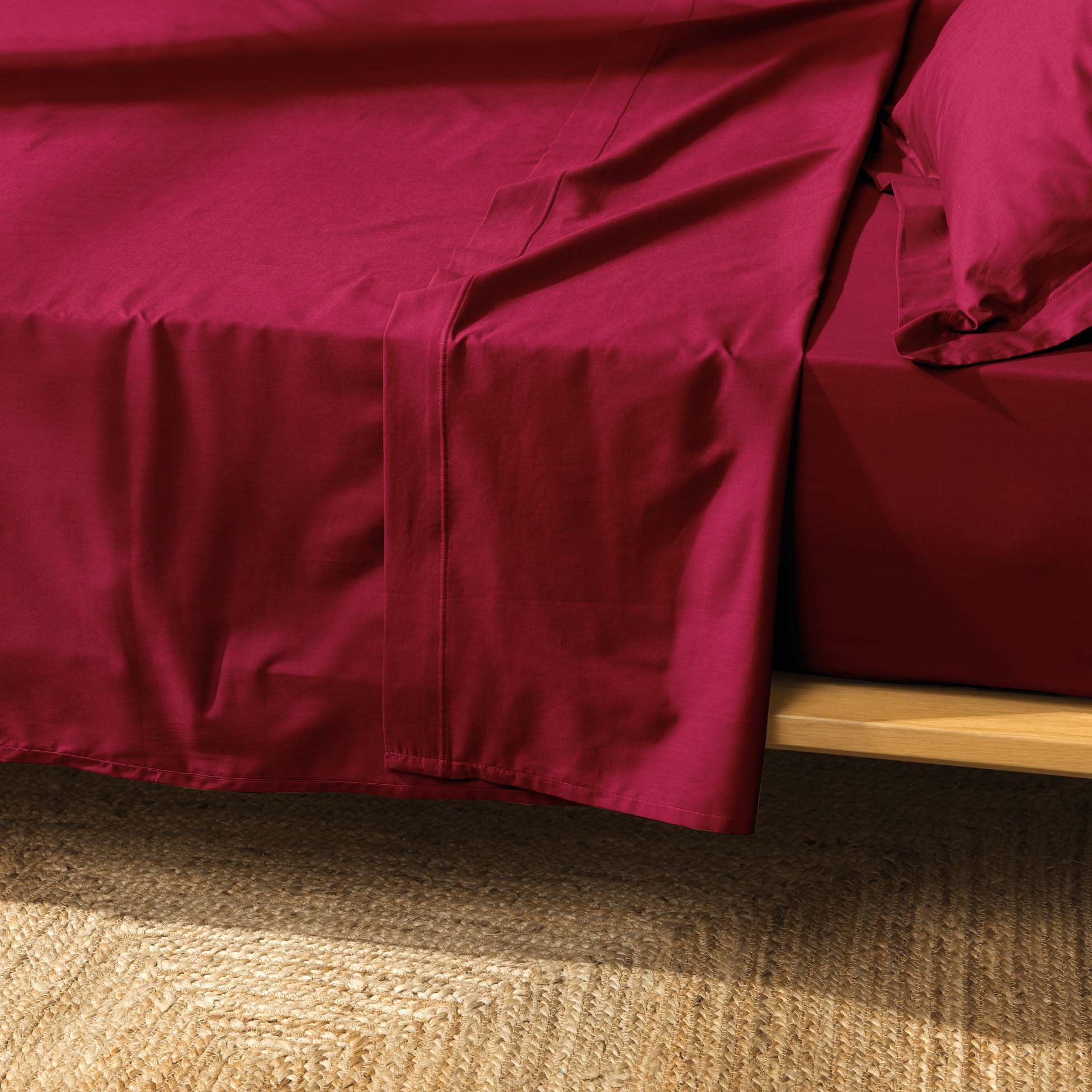 Drap plat coton bio (180 cm) Biolina Bordeaux 1