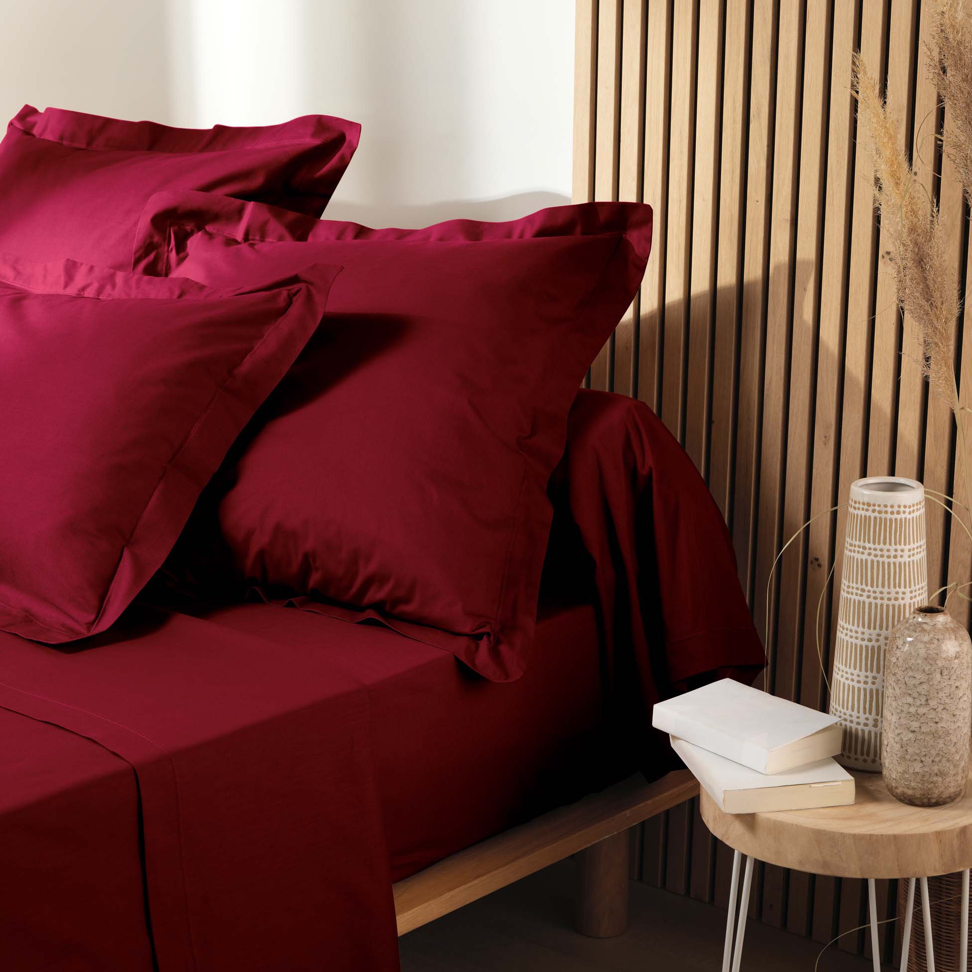 Drap plat coton bio (180 cm) Biolina Bordeaux 2
