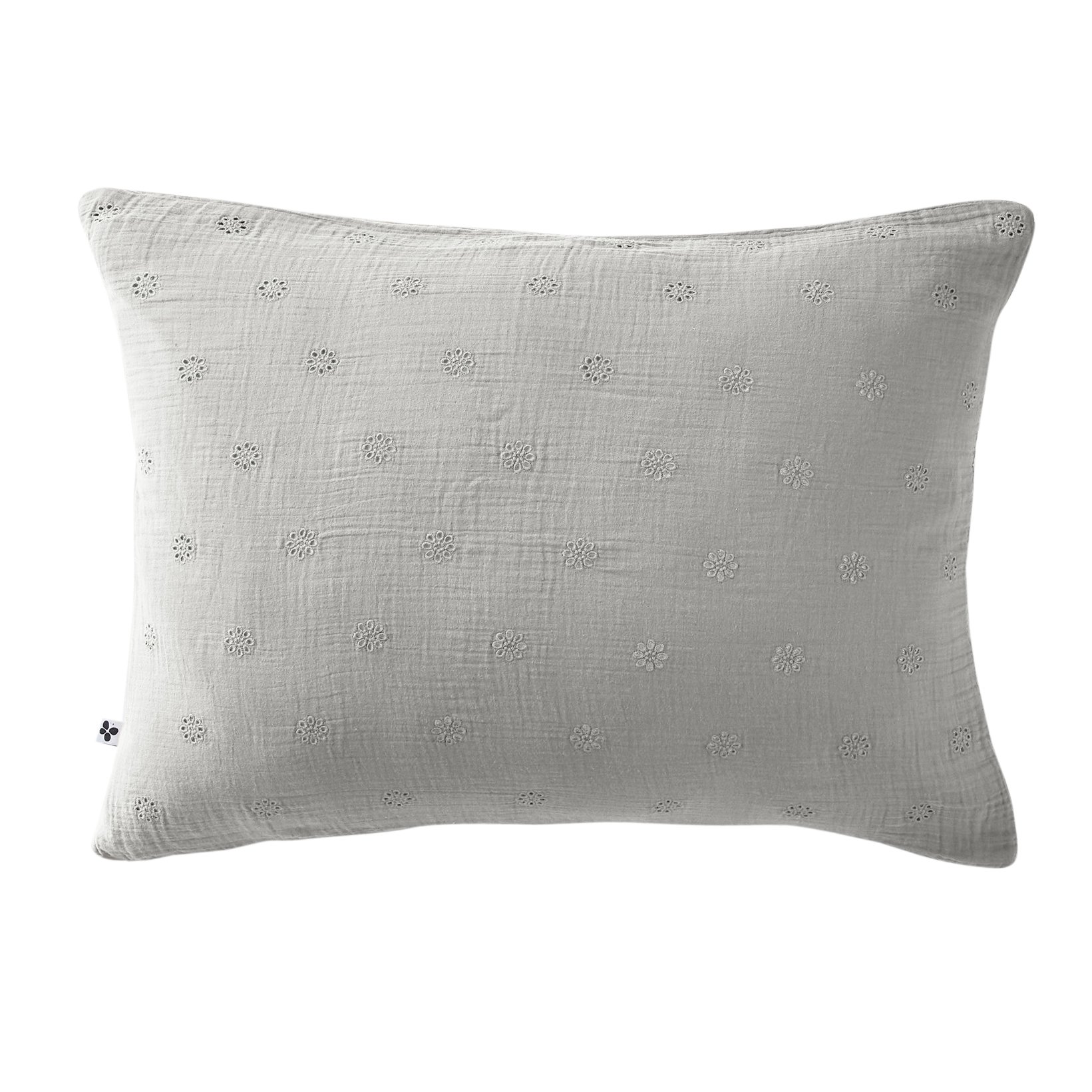 Taie d'oreiller rectangulaire gaze de coton (70 cm) Gaïa Boho Gris nuage 2