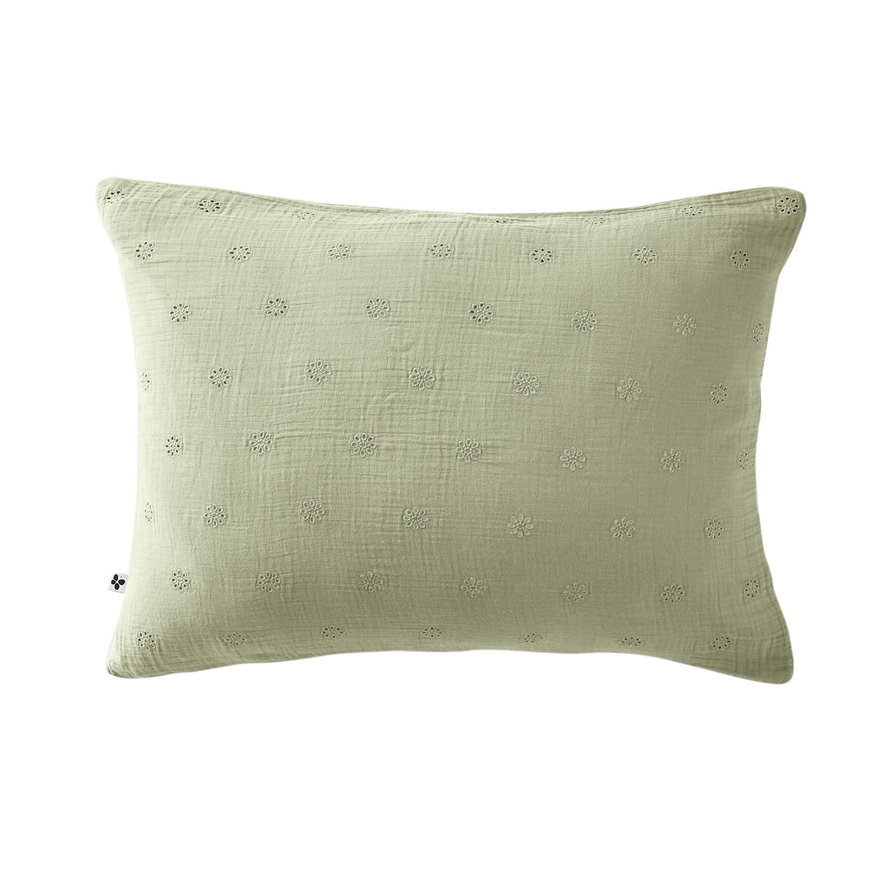 Taie d'oreiller rectangulaire gaze de coton (70 cm) Gaïa Boho Vert tilleul 2