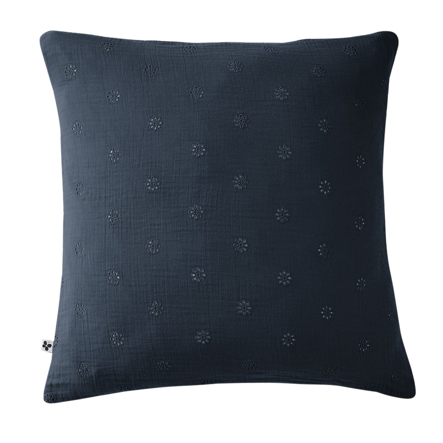 Taie d'oreiller carrée gaze de coton (60 cm) Gaïa Boho Bleu nuit 1