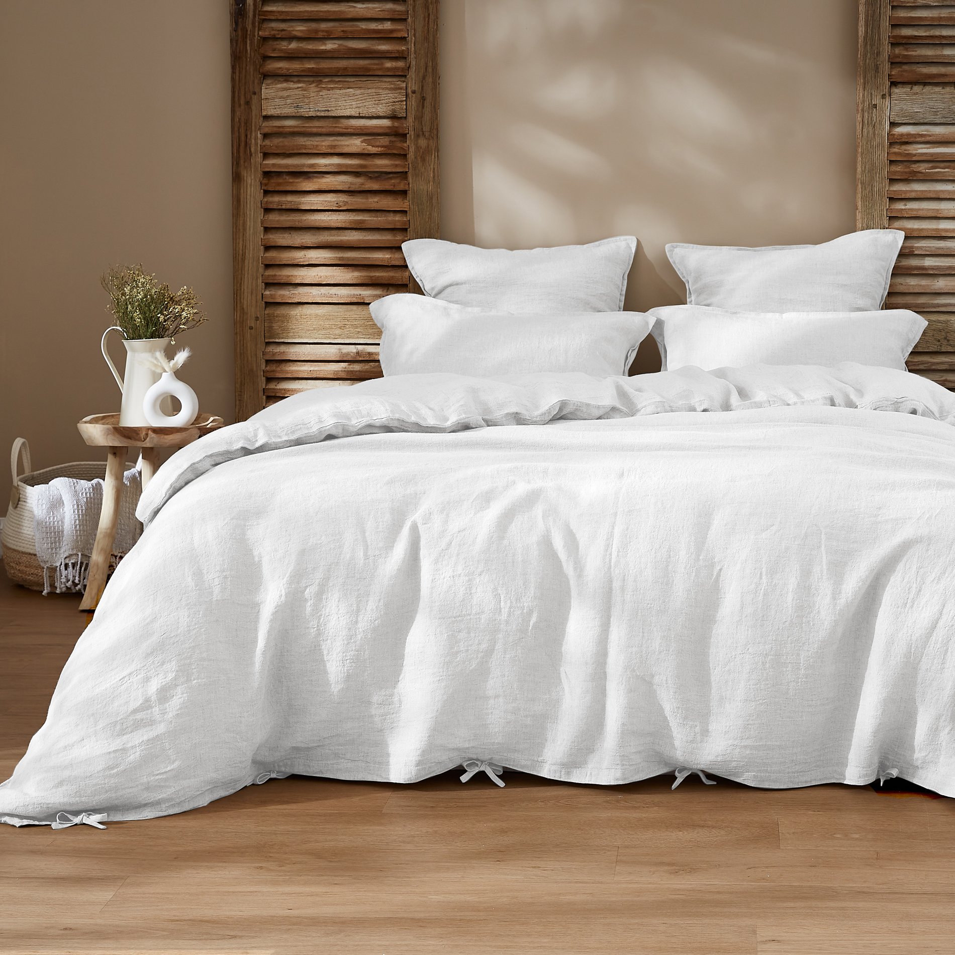 Drap plat lin lavé (270 cm) Louise Blanc