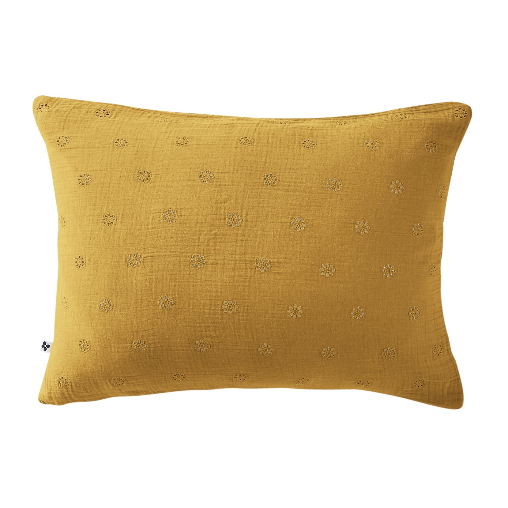 Taie d'oreiller rectangulaire gaze de coton (70 cm) Gaïa Boho Jaune safran 2