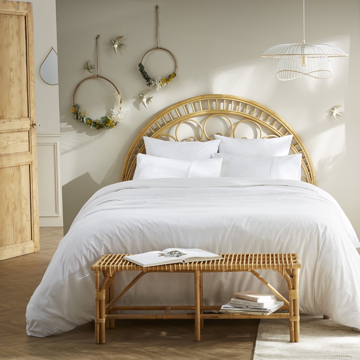 Housse de couette dentelle coton (240 cm) Jeanne Blanche 1