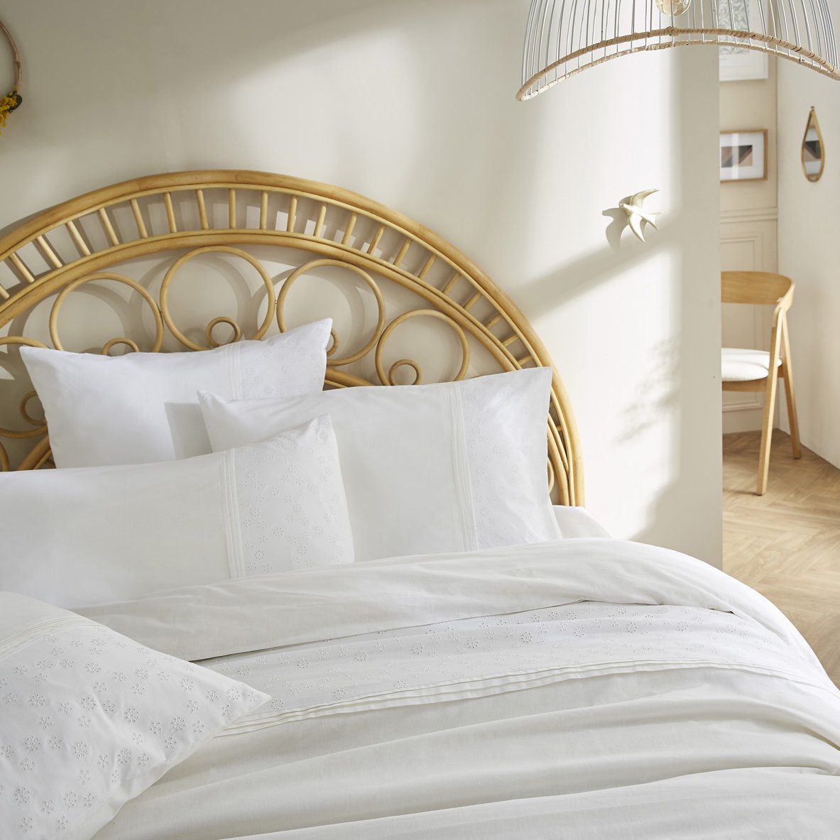 Housse de couette dentelle coton (240 cm) Jeanne Blanche 2