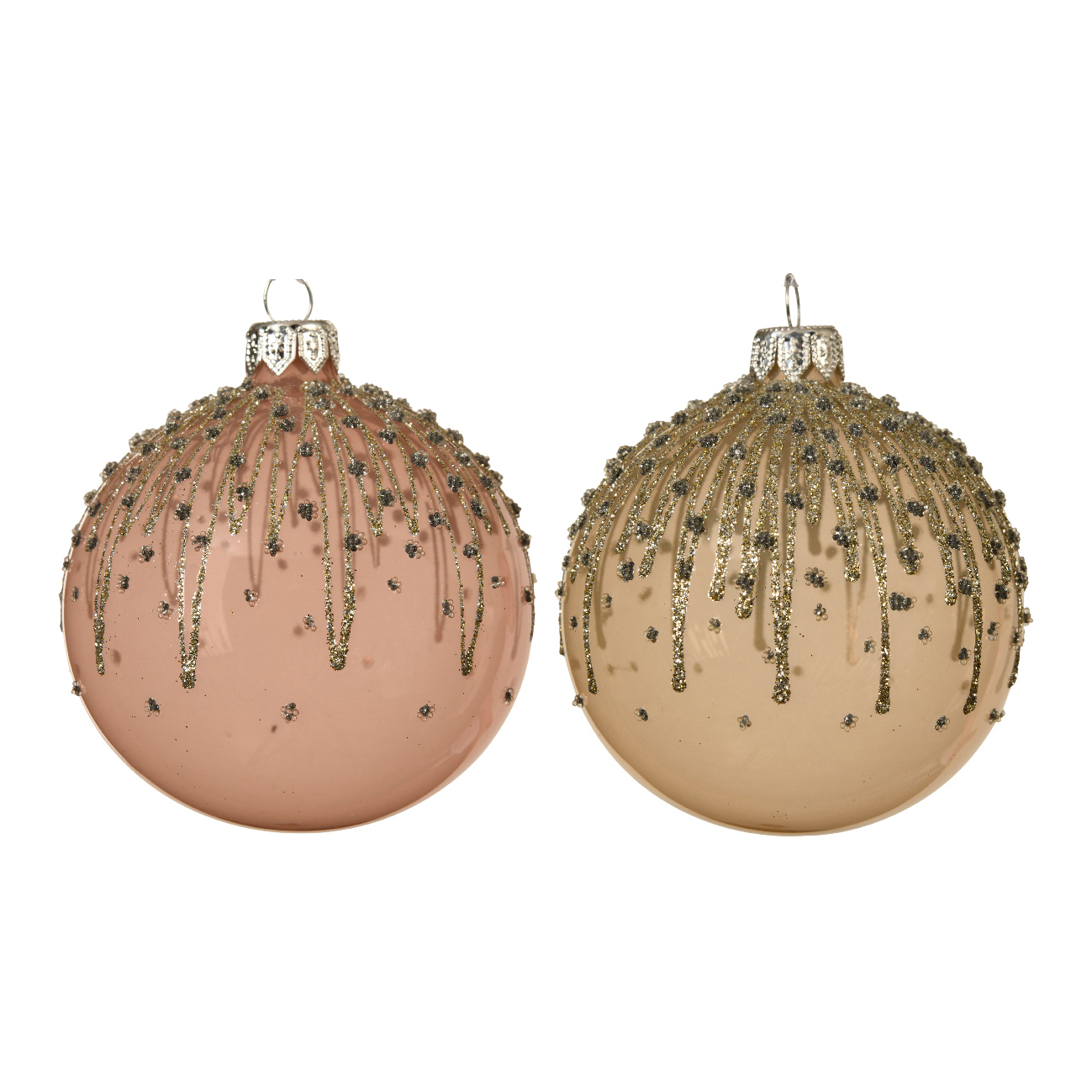 Lot de 6 boules de Noël en verre (D80 mm) Korona Rose poudré  2