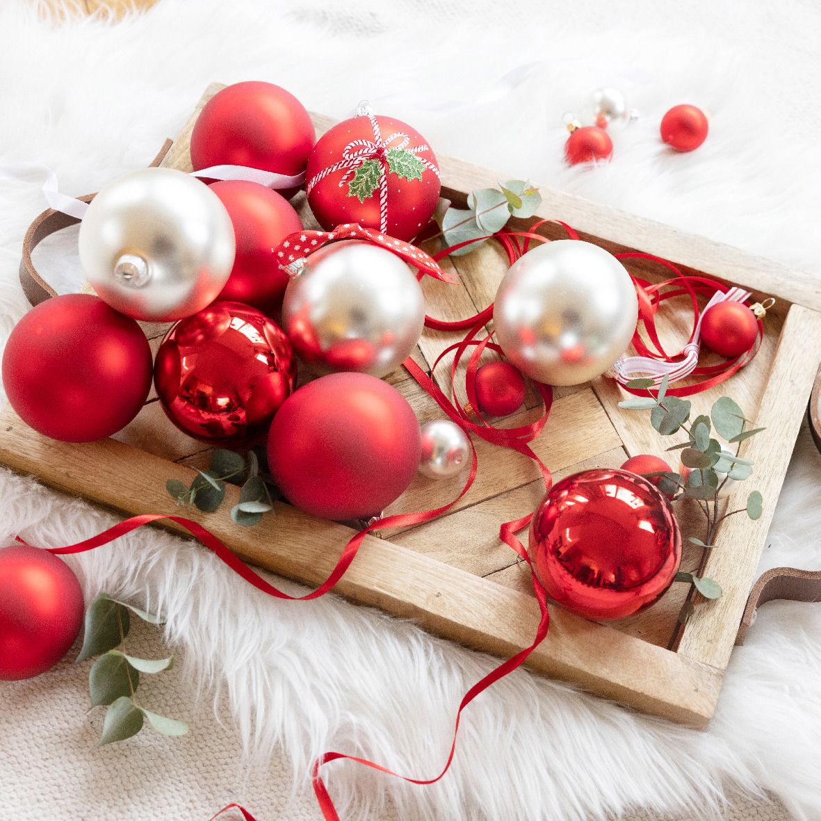 Lot de 4 boules de Noël en verre (D100 mm) Arctique mates Rouge  2