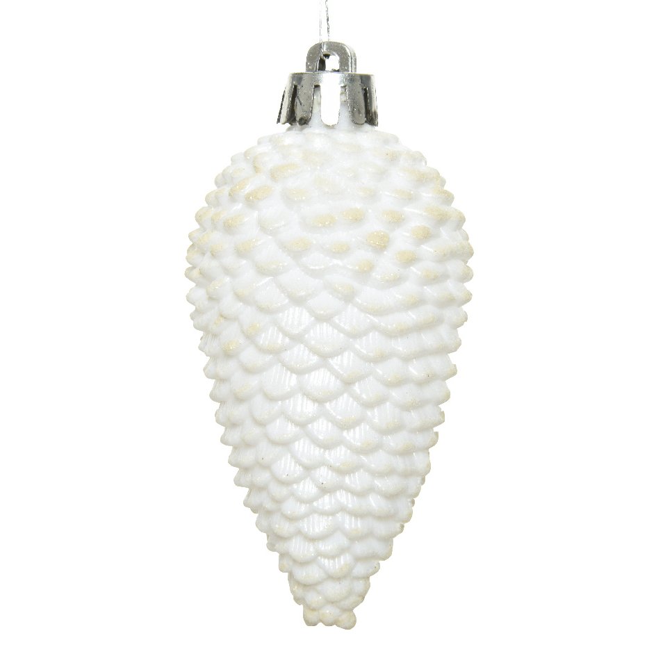 Lot de 6 pommes de pin à suspendre Alpine Blanc