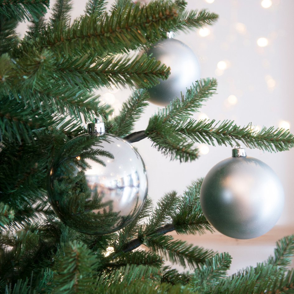 Lot de 4 boules de Noël (D100 mm) Alpine Argent