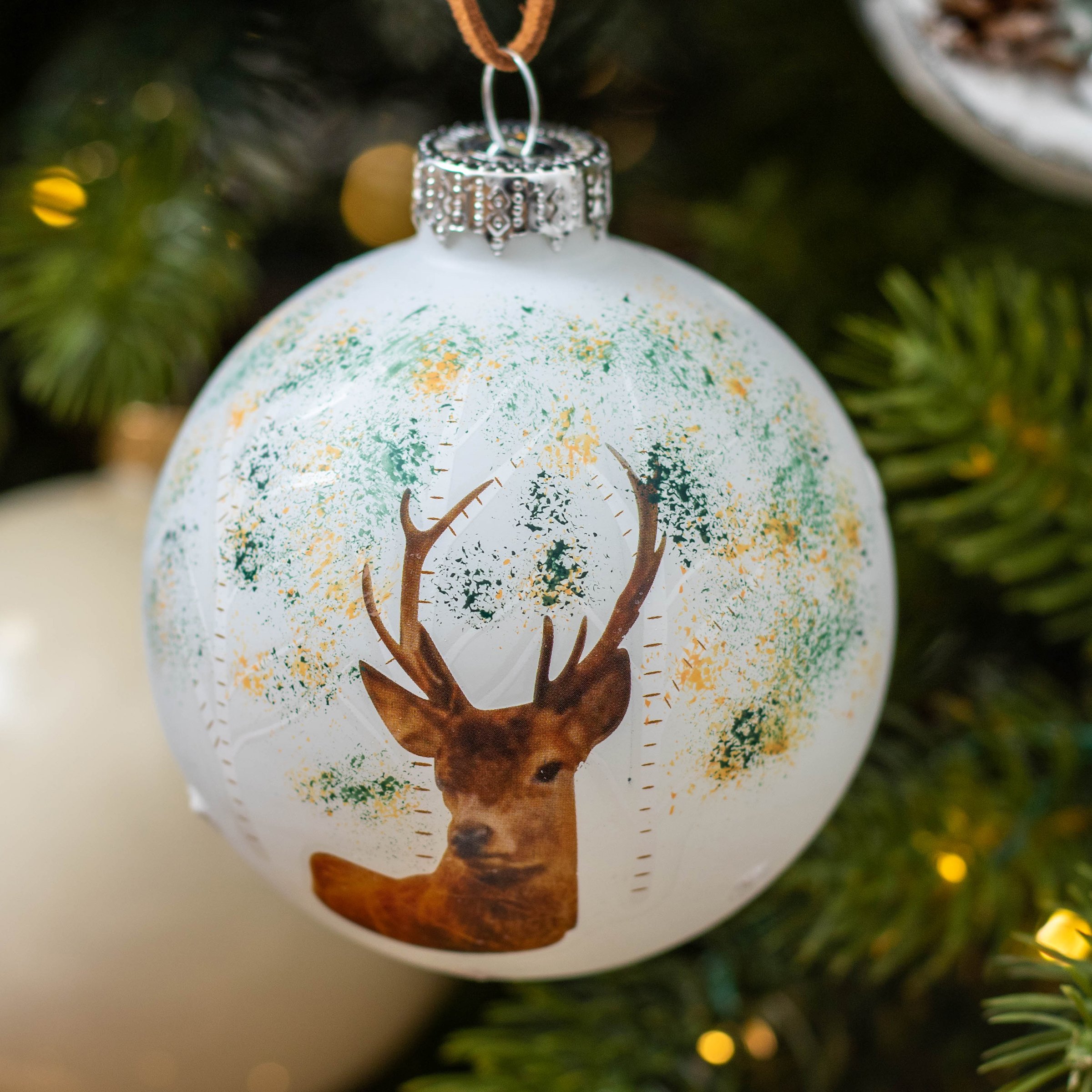 Lot de 3 boules de Noël (D80 mm) en verre Comète  Blanc 1