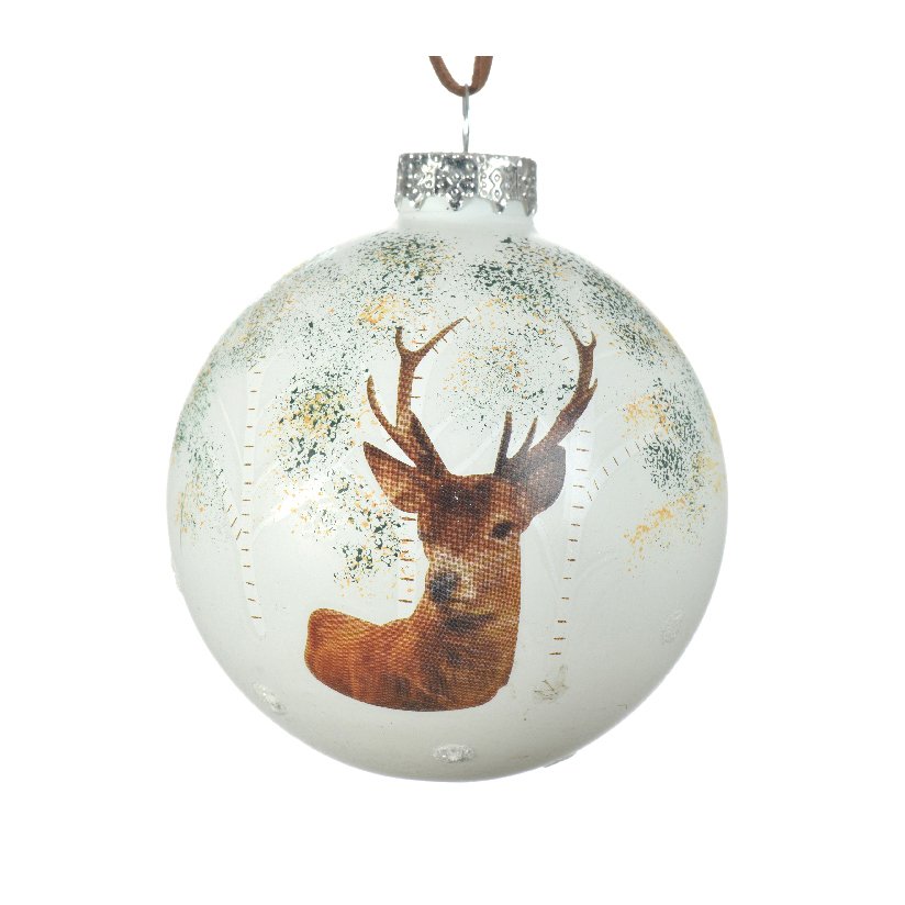 Lot de 3 boules de Noël (D80 mm) en verre Comète  Blanc 2