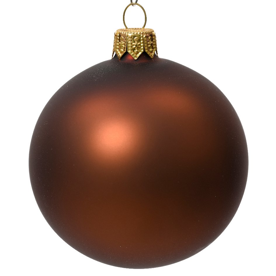Lot de 6 boules de Noël en verre (D80 mm) Arctique mates Brun café  1