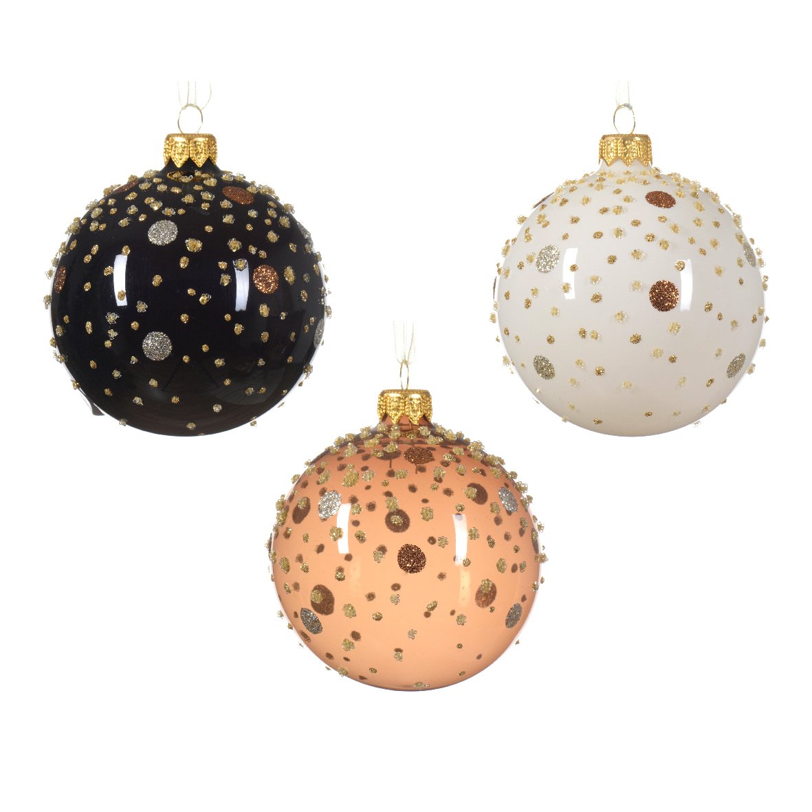 Lot de 6 boules de Noël (D80 mm) en verre Lumia Noir 1