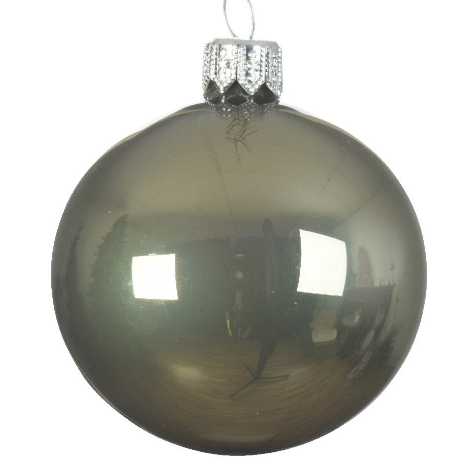 Lot de 6 boules de Noël en verre (D80 mm) Arctique brillantes Vert mousse  1