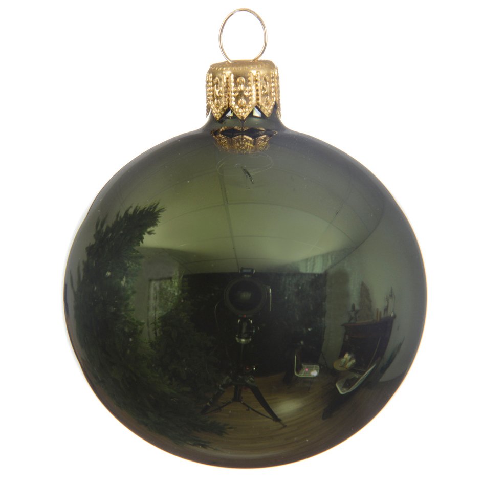 Lot de 6 boules de Noël en verre (D80 mm) Arctique brillantes Vert sapin  1