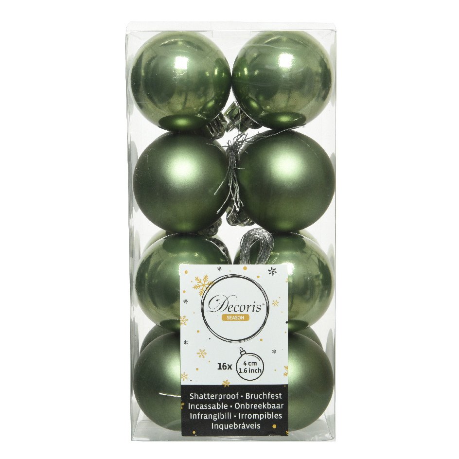 Lot de 16 boules de Noël (D40 mm) Alpine Vert mousse 1