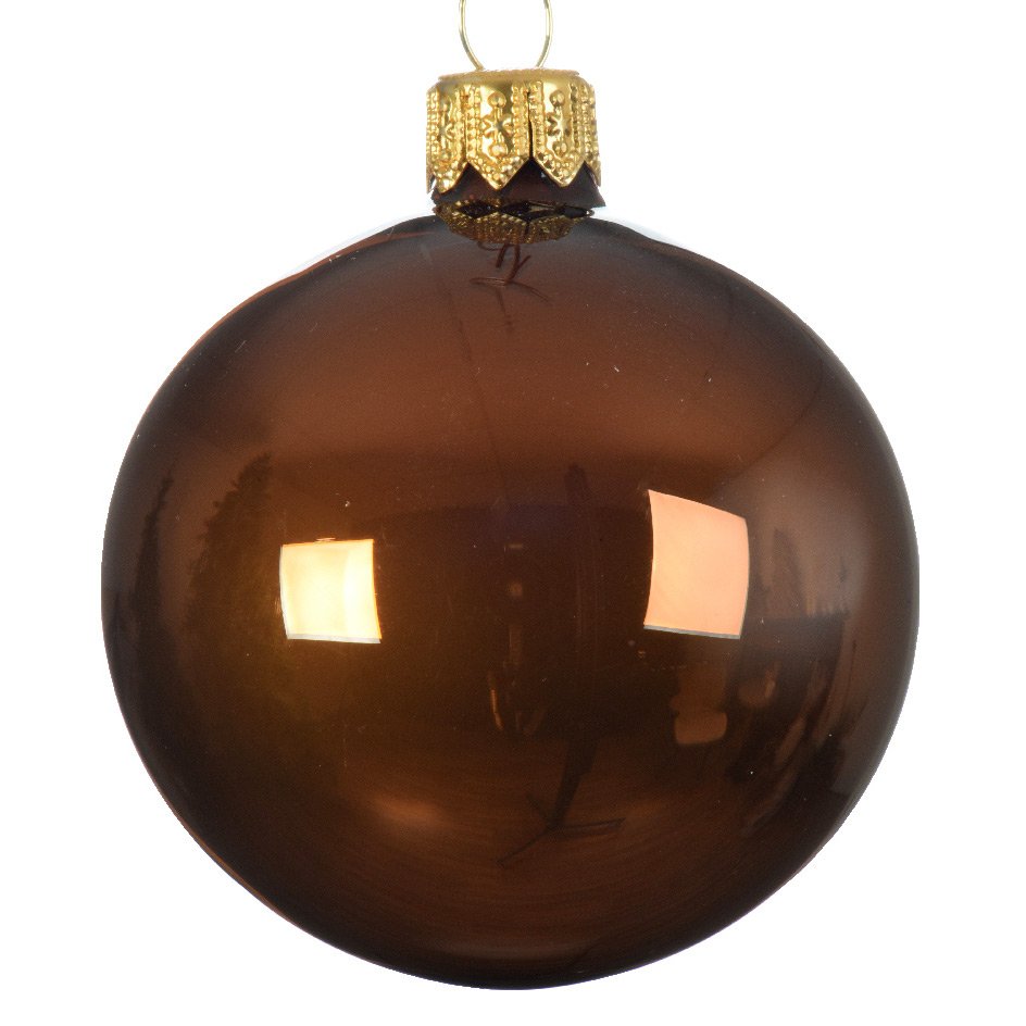 Lot de 6 boules de Noël en verre (D80 mm) Arctique brillantes Cannelle  1