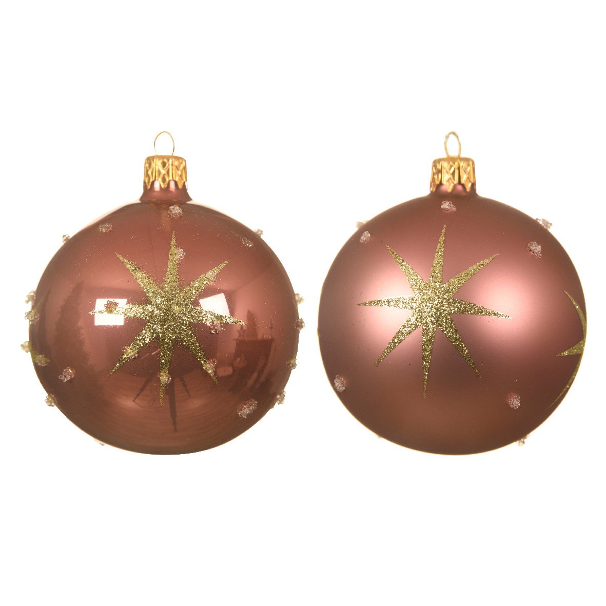 Lot de 6 boules de Noël en verre (D80 mm) Astre Vieux rose  1