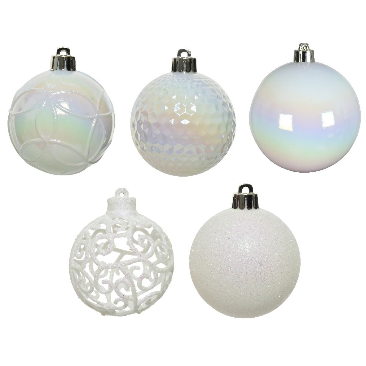Lot de 37 boules de Noël (D60 mm) Alpine mix Blanc irisé 3
