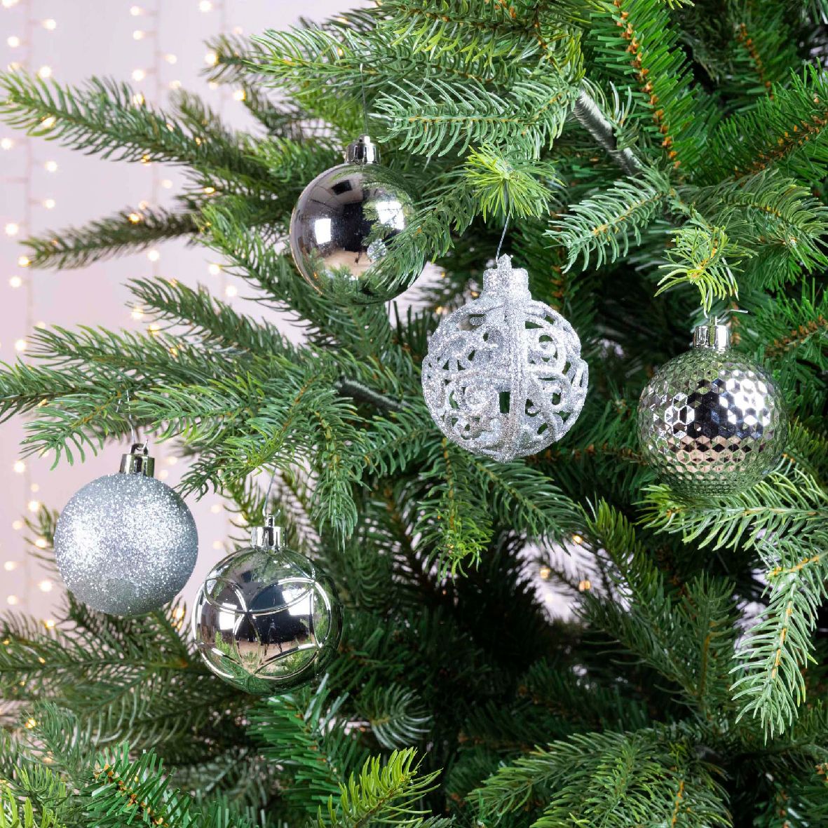 Lot de 37 boules de Noël (D60 mm) Alpine mix Argent 2