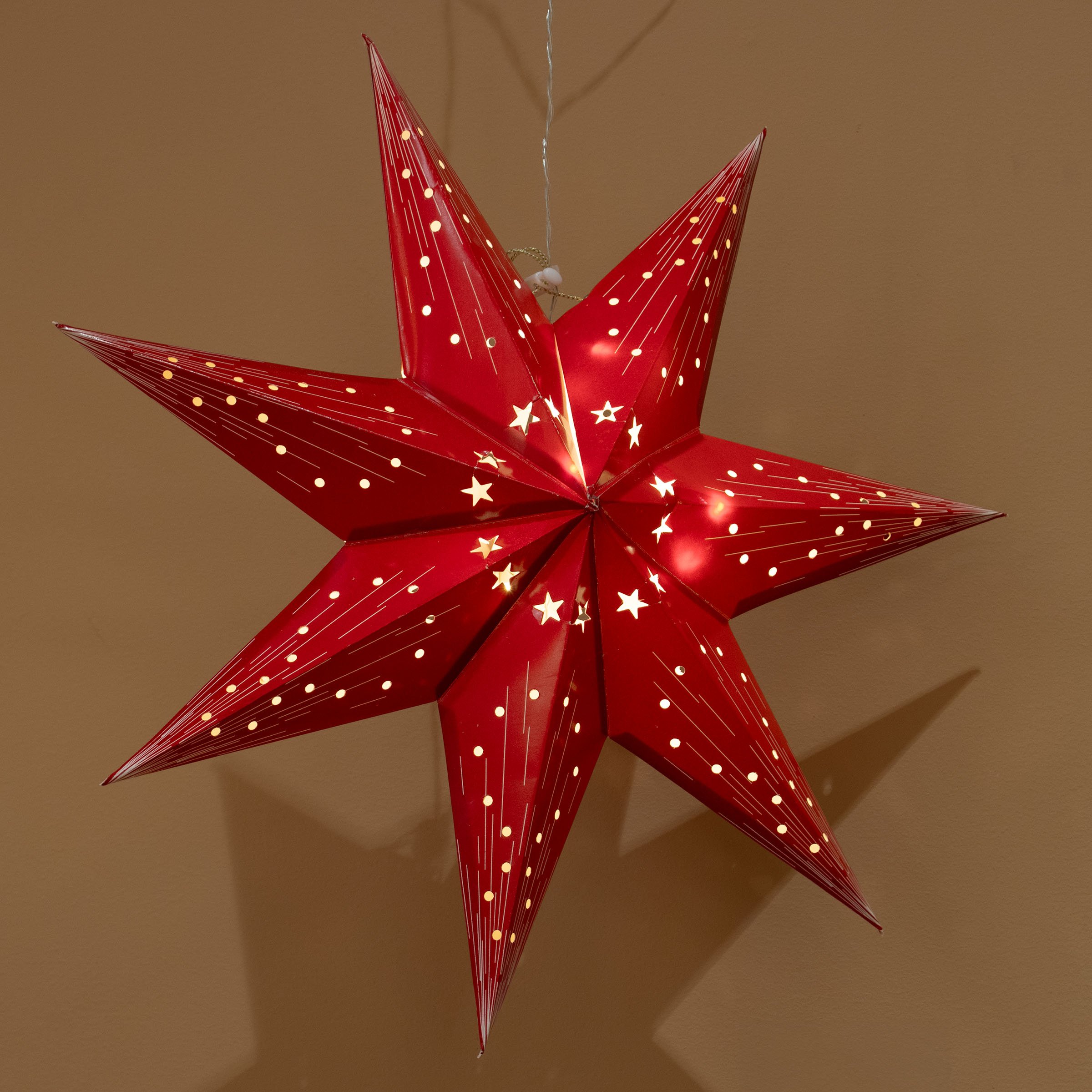 Étoile lumineuse à piles Oria rouge et  Blanc chaud 1