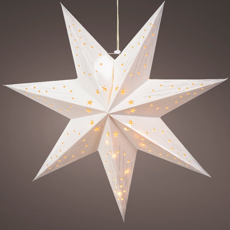 Étoile lumineuse à piles Oria blanc et  Blanc chaud 2