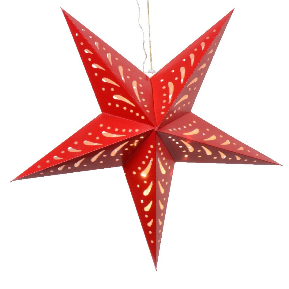Étoile lumineuse à piles Origami (H60 cm) Lassy Rouge et blanc chaud