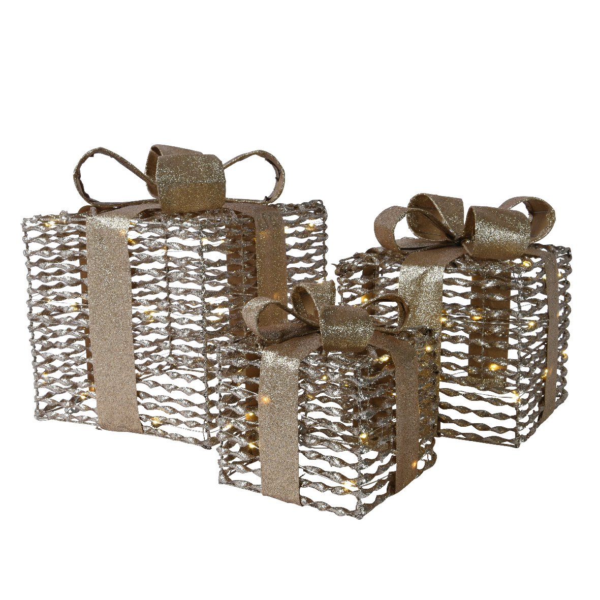 Lot de 3 cadeaux Aston à piles  lumineux Blanc chaud 65 LED 3