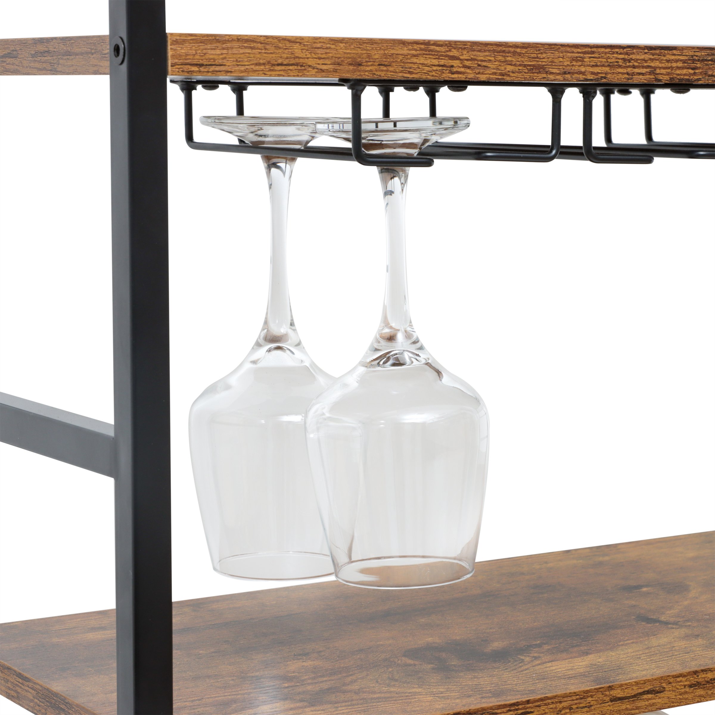 Meuble range-bouteilles industriel 18 emplacements et porte-verres (H100 cm) Hugo Marron 4